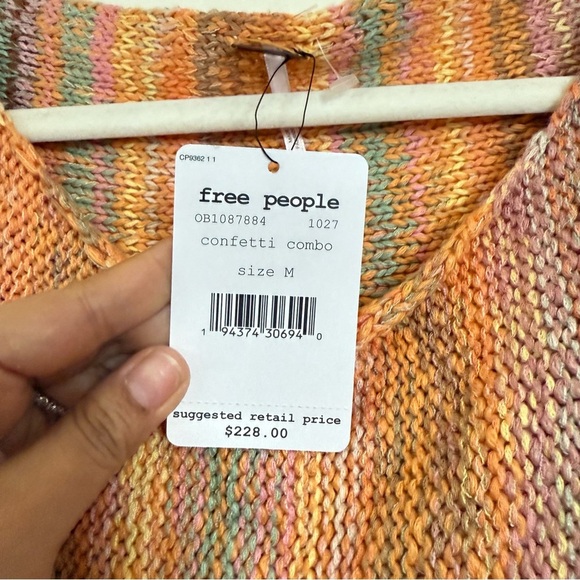 Free People Radiate Striped Pullover Fringed NWT Confetti Combo Sweater Size M - Picture 8 of 12
